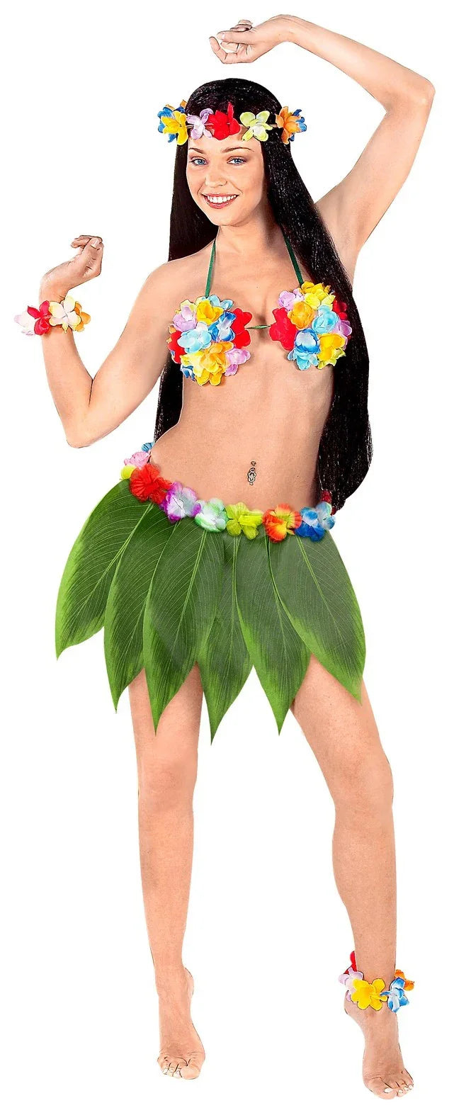 Falda Hawaiana de Hojas Verdes con Flores COMPLEMENTOS Widmann