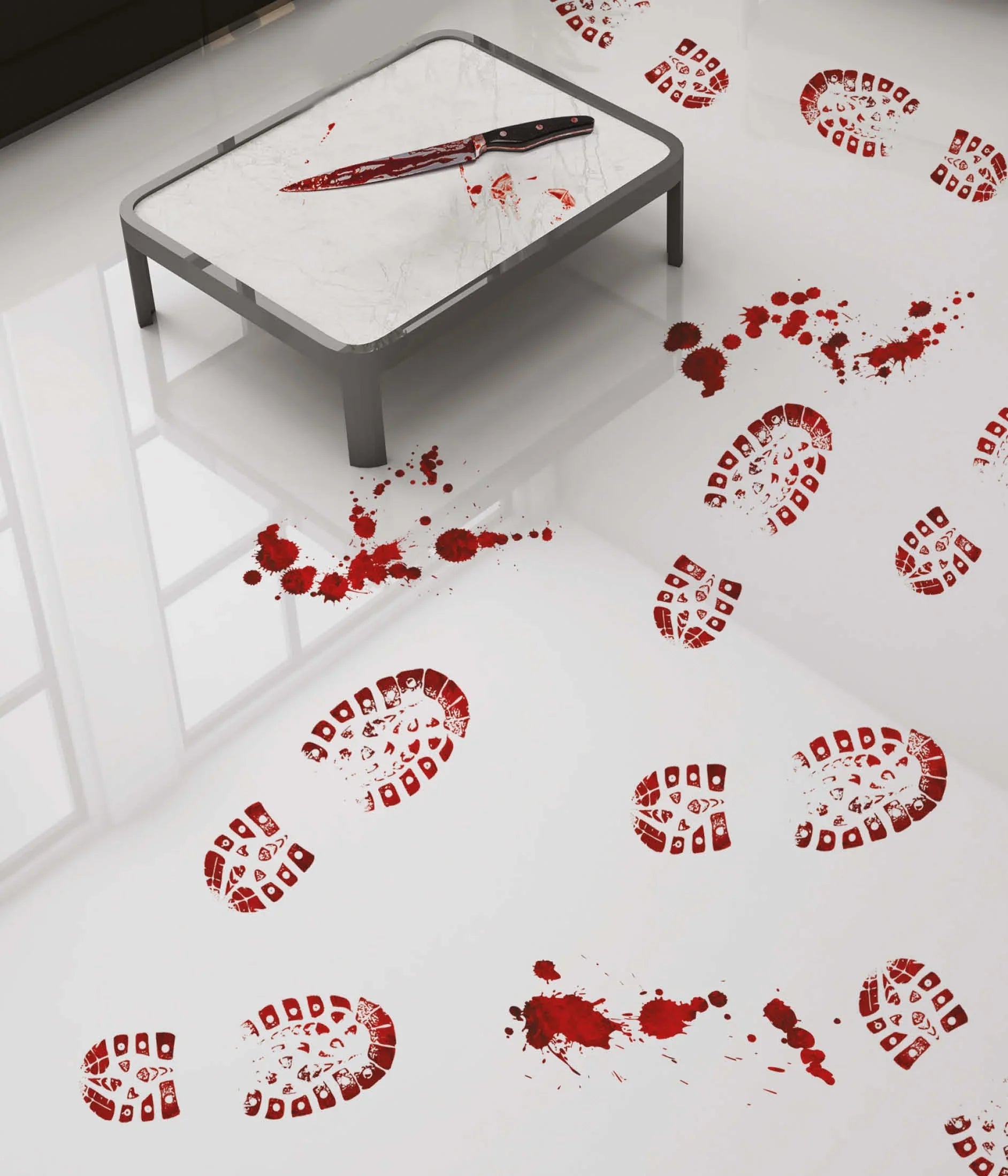 Huellas de Pisadas de Botas con Sangre Adhesivas Decoración Halloween Guirca