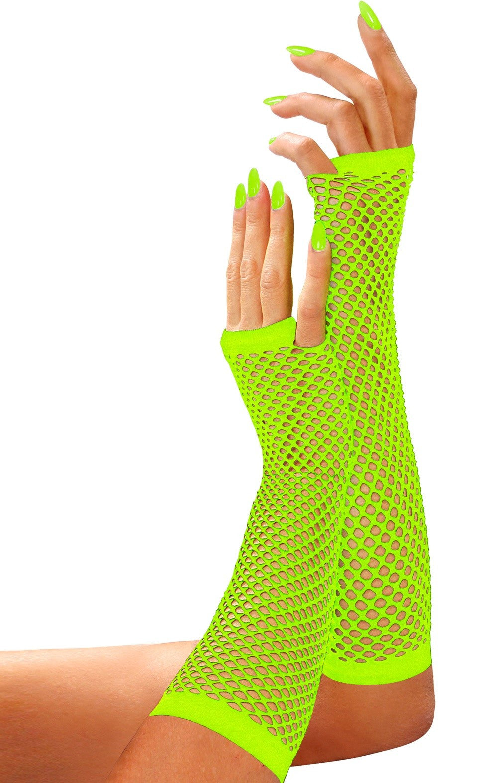 Guantes de Red Verde Neón Largos sin Dedos Guantes Widmann