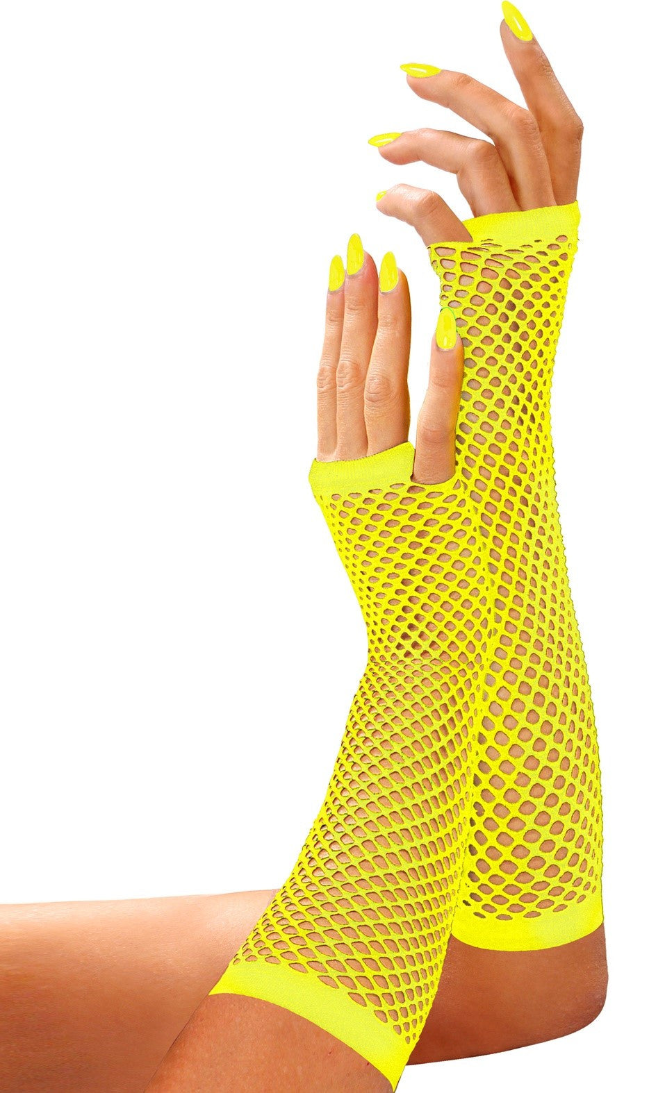 Guantes de Red Amarillo Neón Largos sin Dedos Guantes Widmann