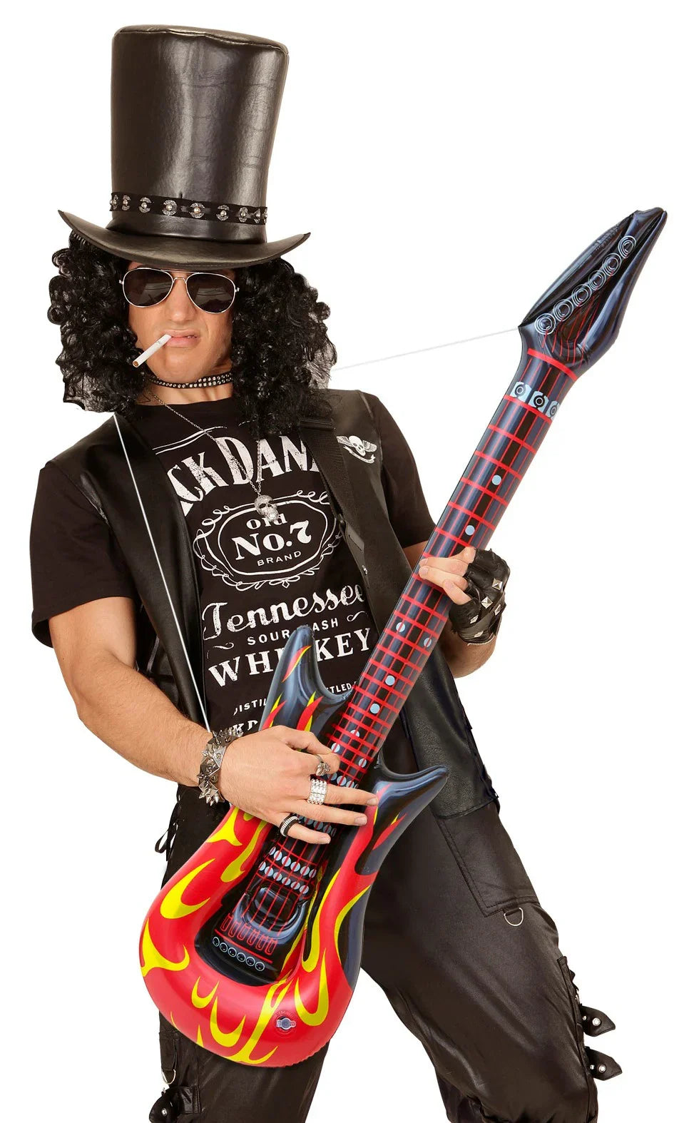 Guitarra Eléctrica Hinchable de Rockero con Llamas Complementos Rockeros y Moteros Widmann