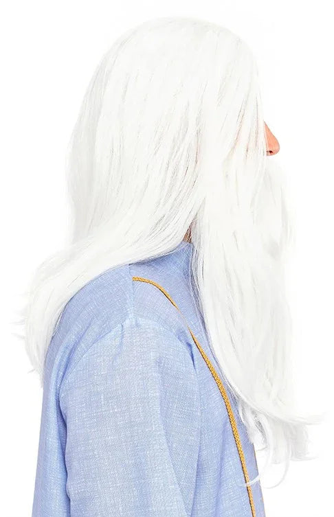 Peluca de Mago Blanca Larga con Barba para Adulto Pelucas Blancas Partilandia