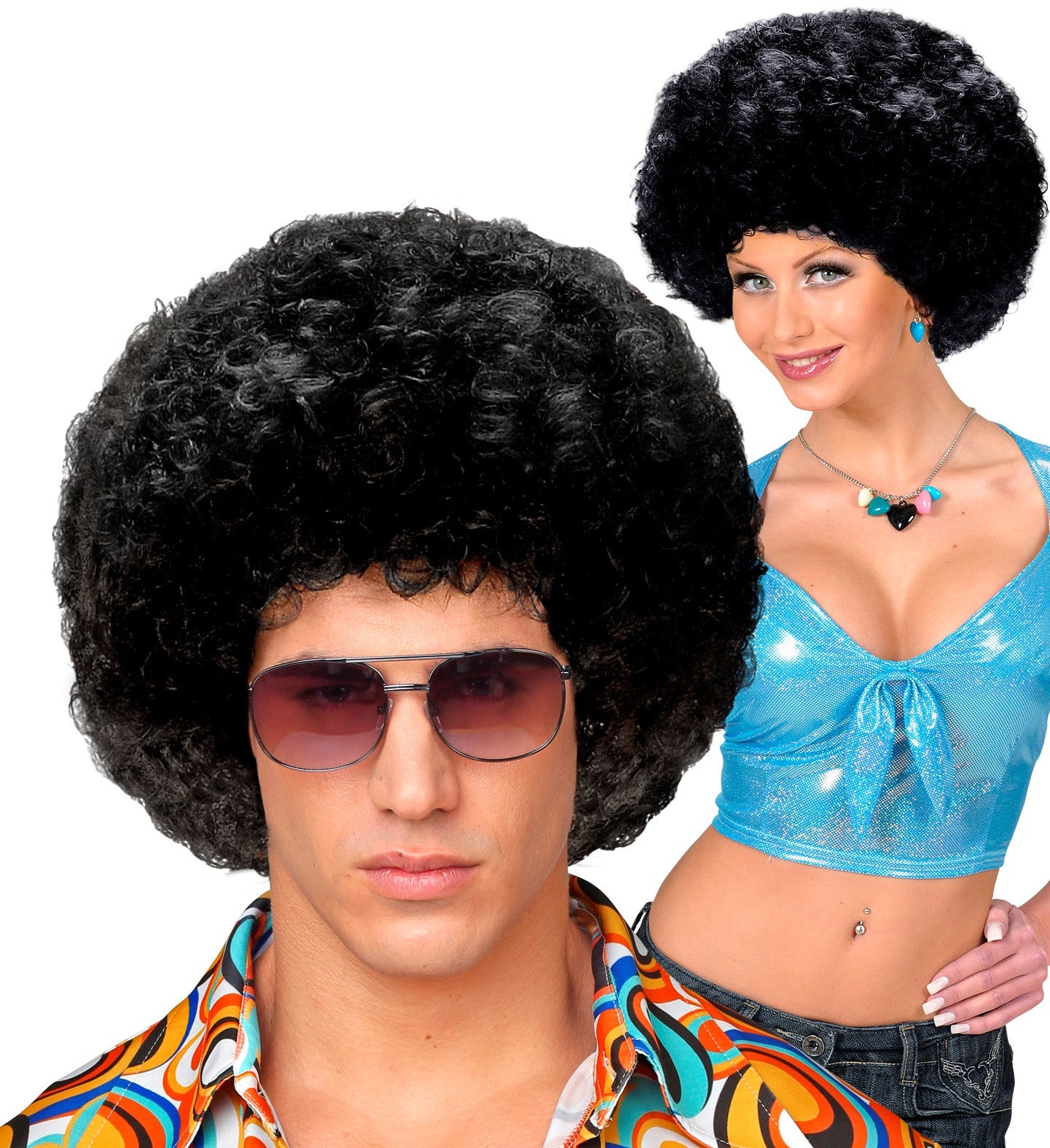 Peluca Afro Morena Disco Años 70 para Adulto Pelucas Afro Widmann
