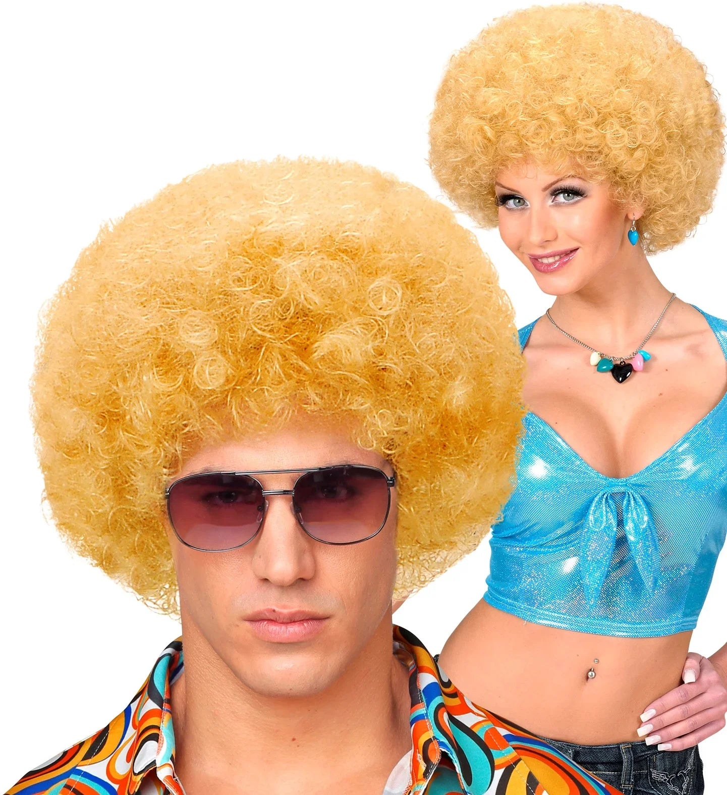 Peluca Afro Rubia Disco Años 70 para Adulto Pelucas Afro Widmann