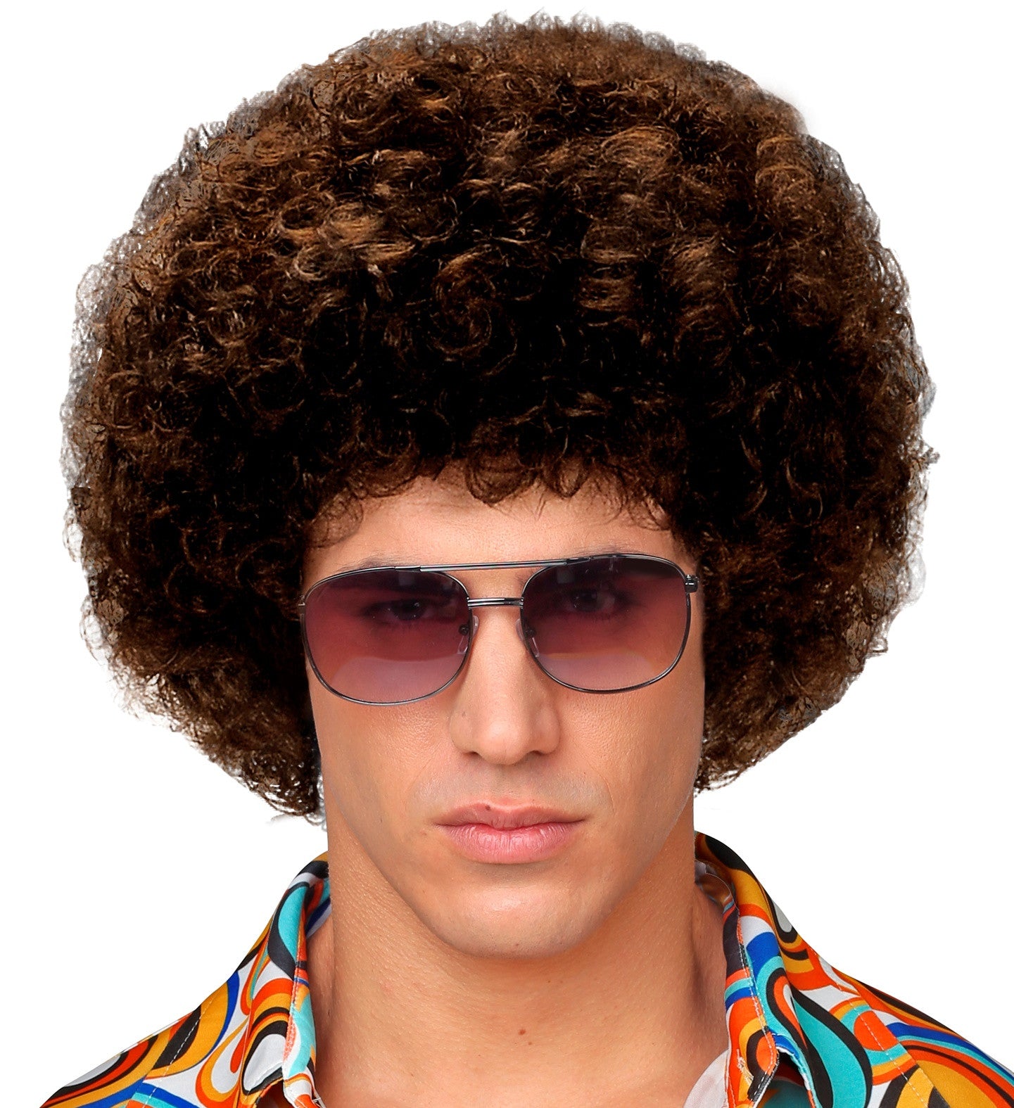 Peluca Afro Castaña Disco Años 70 para Adulto Pelucas Afro Widmann
