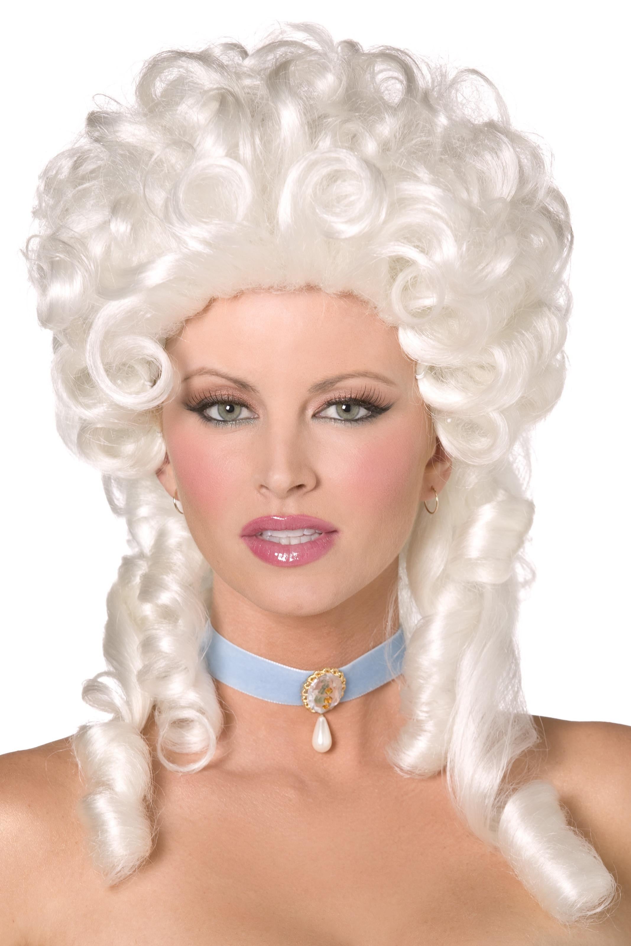 Peluca Blanca Barroca de Mujer con Tirabuzones Complementos Venecianos y de Época Smiffys