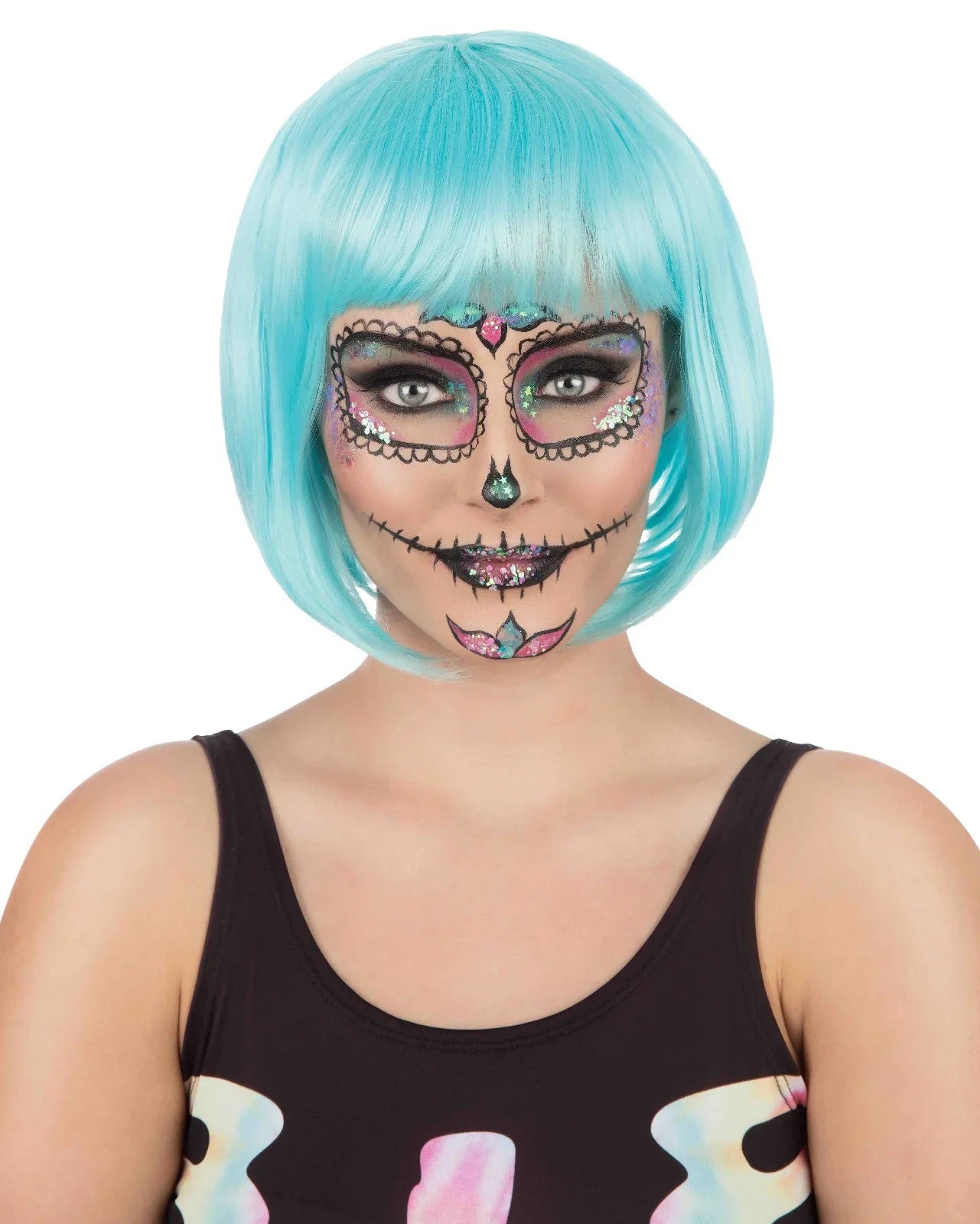 Peluca Azul Turquesa Corta Lisa Pelucas Azules Rubies