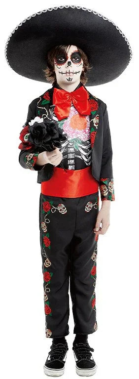 Disfraz de Catrin Esqueleto Mexicano para Niño Catrina Partilandia