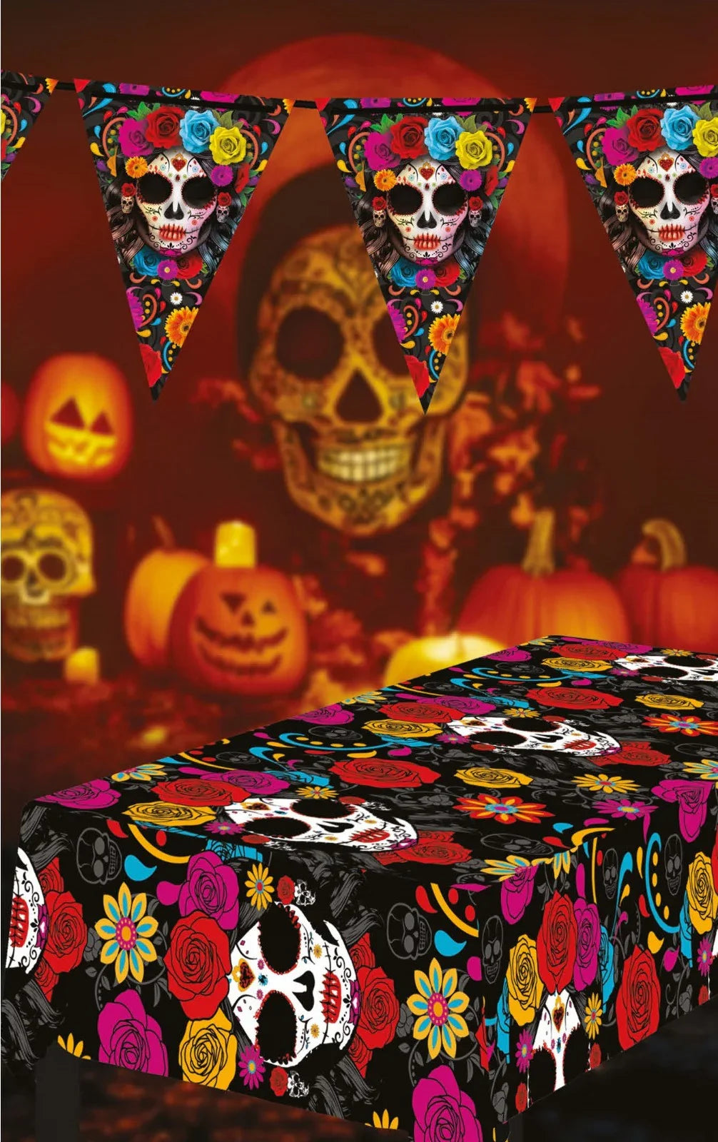 Mantel de Catrina para Decoración de Halloween Menaje Halloween Guirca