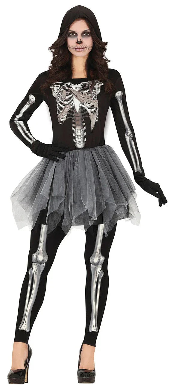 Disfraz de Esqueleto con Capucha y Tutú para Mujer Esqueletos Guirca