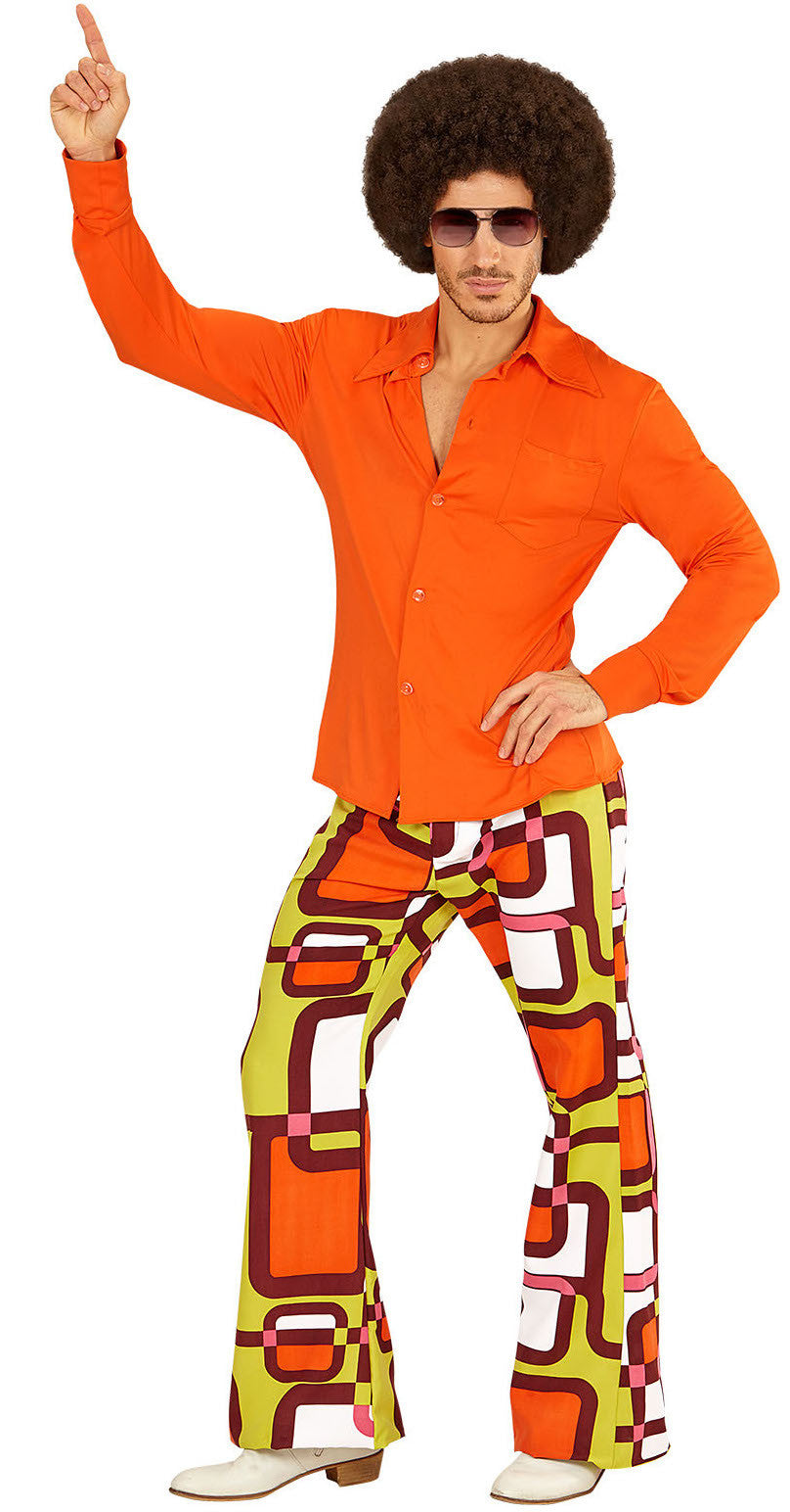 Camisa Disco Años 70 Naranja para Hombre Camisas Disco Años 70 Widmann
