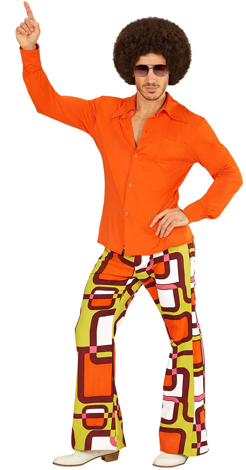 Camisa Disco Años 70 Naranja para Hombre Camisas Disco Años 70 Widmann