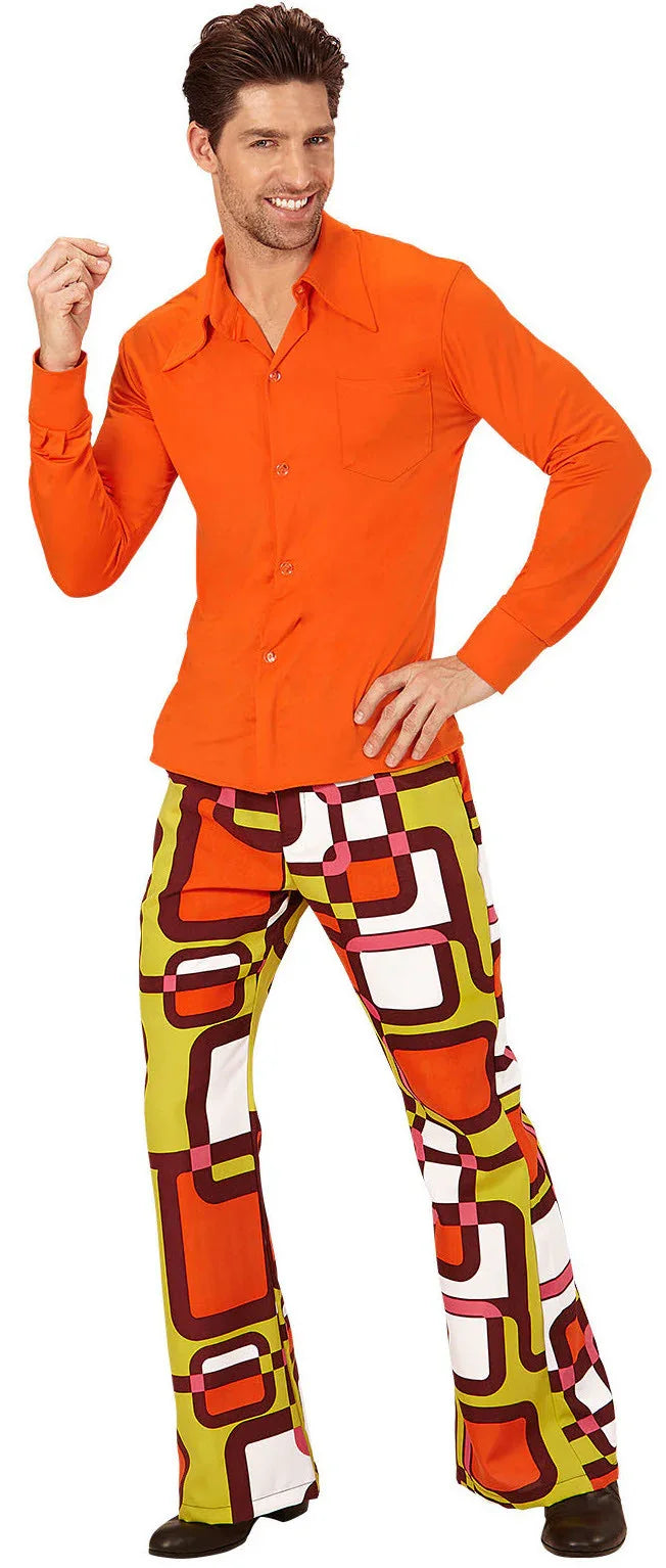 Camisa Disco Años 70 Naranja para Hombre Camisas Disco Años 70 Widmann