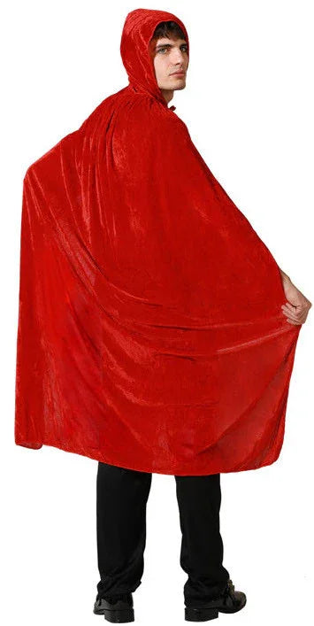 Capa de Terciopelo Roja Larga con Capucha Capas Atosa