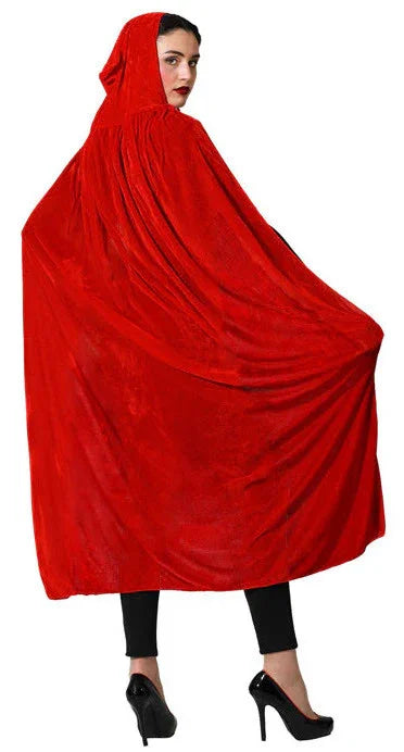 Capa de Terciopelo Roja Larga con Capucha Capas Atosa