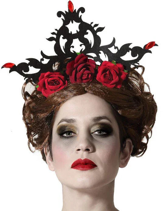 Diadema de Rosas Rojas con Tocado Diademas de Flores Atosa