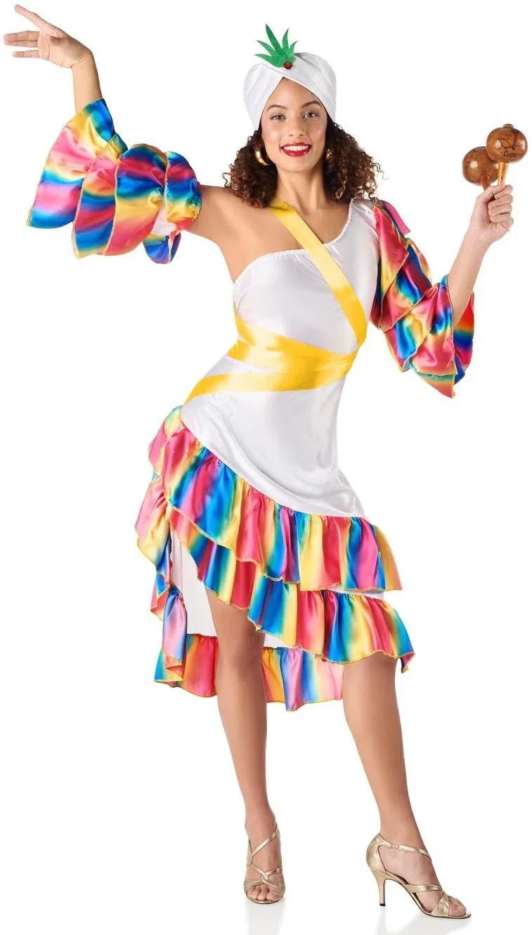 Disfraz de Rumbera Blanca para Mujer Rumberos y Caribeños Kimokawaii