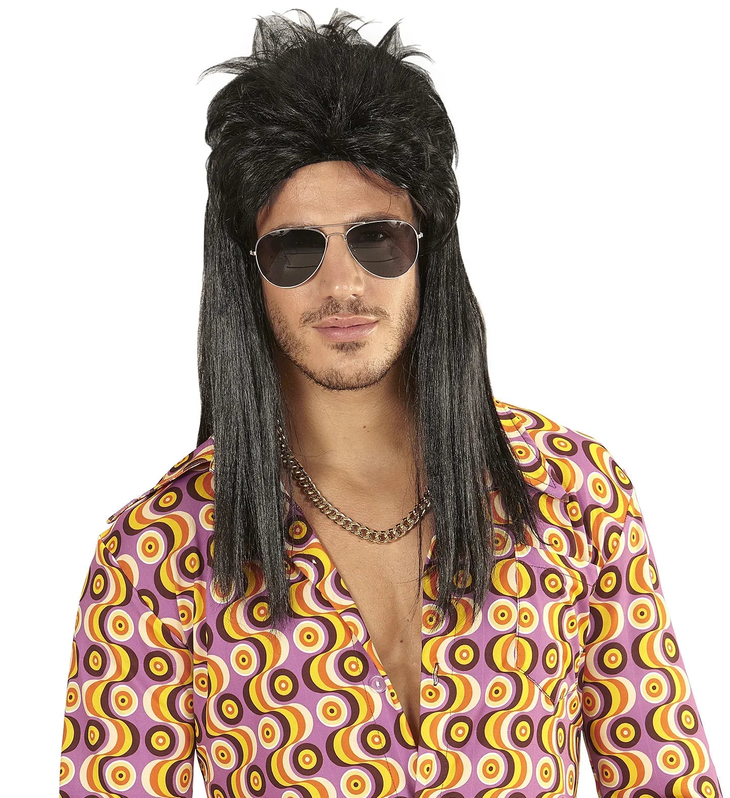 Peluca Morena Estilo Mullet Años 80 de Hombre Pelucas Morenas Widmann