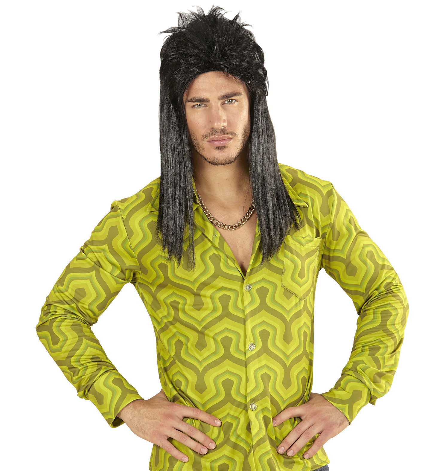 Peluca Morena Estilo Mullet Años 80 de Hombre Pelucas Morenas Widmann
