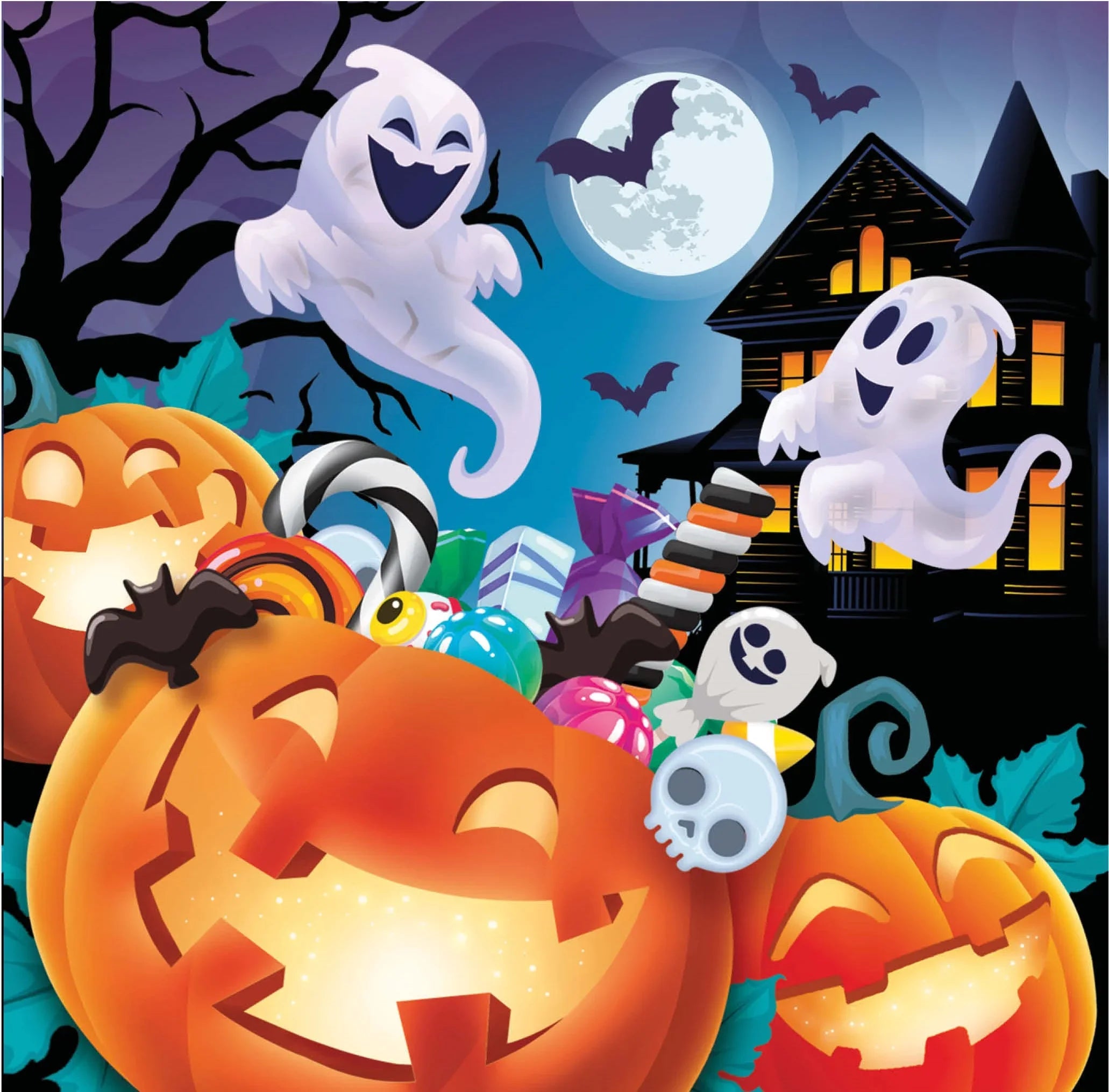 Pack de 12 Servilletas de Calabazas con Caramelos Menaje Halloween Guirca