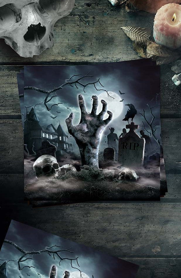Pack de 12 Servilletas de Zombies en Cementerio Menaje Halloween Guirca