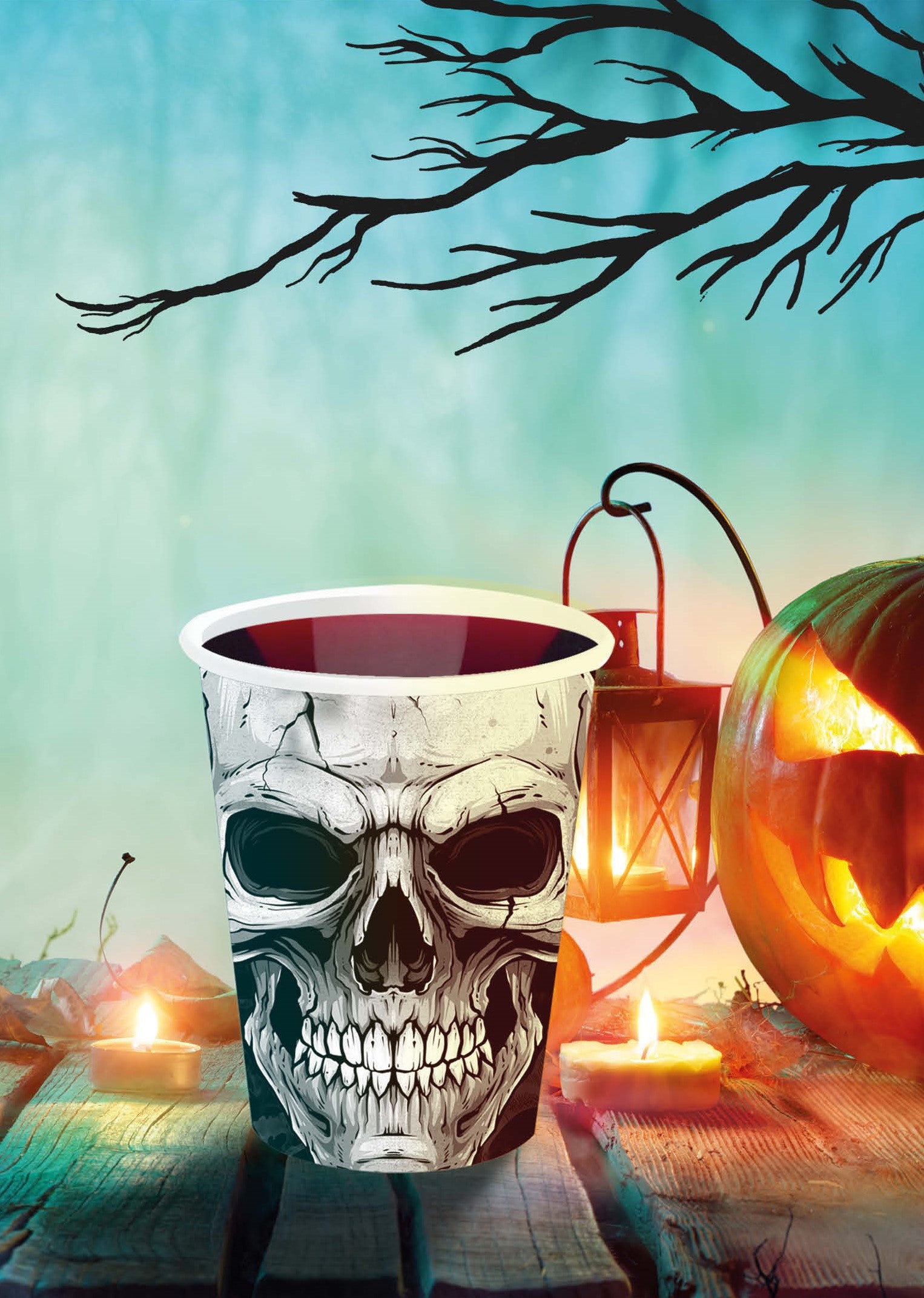 Pack de 6 Vasos de Calaveras de Halloween Menaje Halloween Guirca