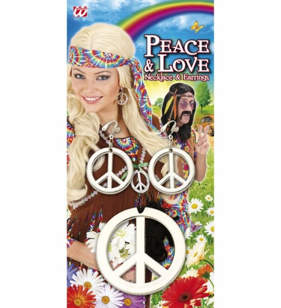 Kit Hippie con Pendientes y Collar Plateados COMPLEMENTOS Widmann