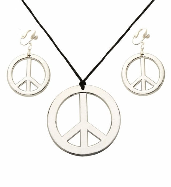 Kit Hippie con Pendientes y Collar Plateados COMPLEMENTOS Widmann