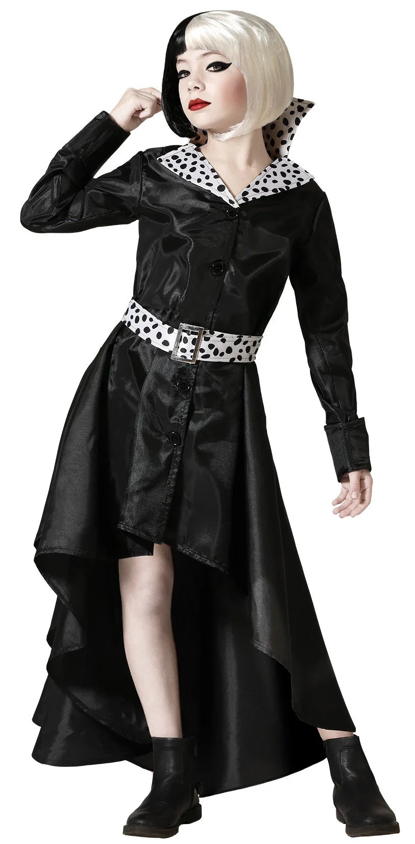 Disfraz de Cruella de Vil Negro para Niña Cruella de Vil Atosa