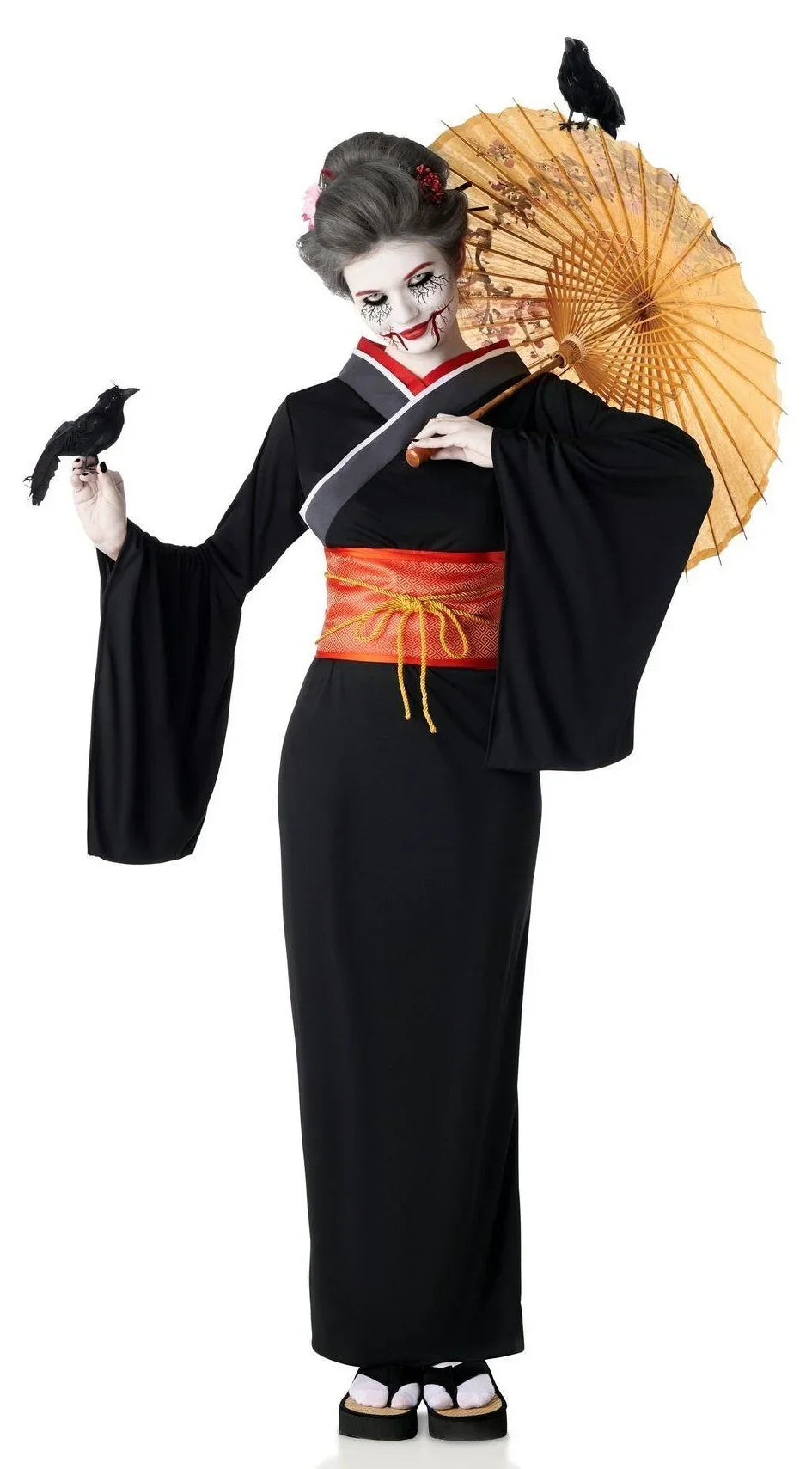 Disfraz de Geisha Japonesa Negro para Mujer Geishas Kimokawaii