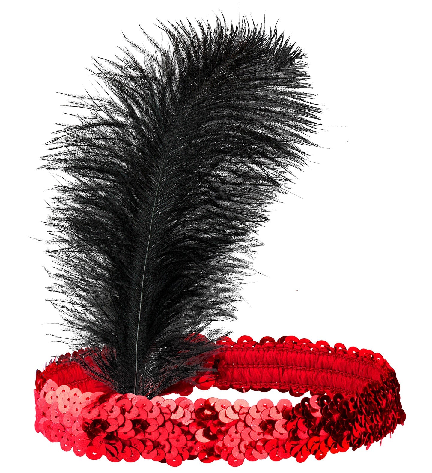 Cinta Charlestón Roja con Pluma Negra Complementos Charlestón y Gangster Widmann