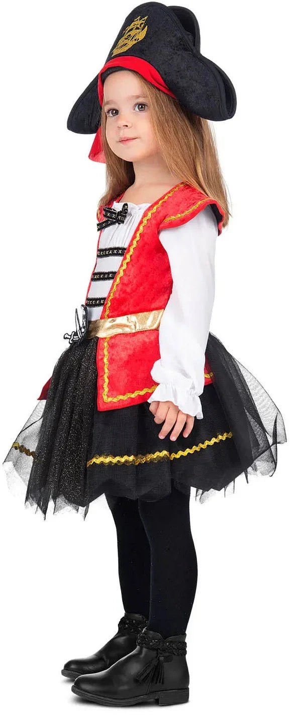 Disfraz de Pirata Rojo para Niña con Falda de Tul Piratas Infantiles Viving