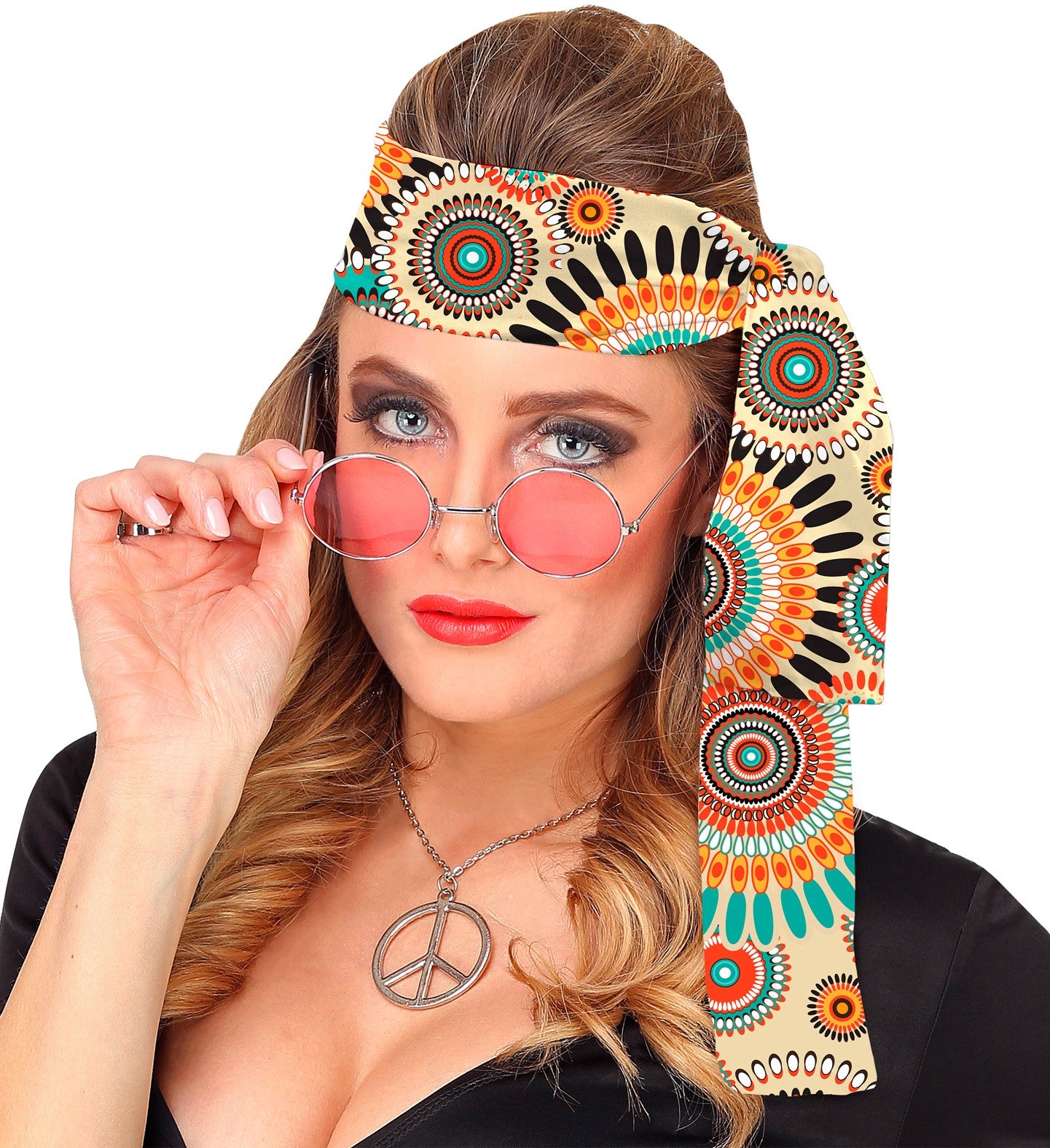 Cinta Hippie Años 60 con Estampado Multicolor Complementos Hippies Widmann