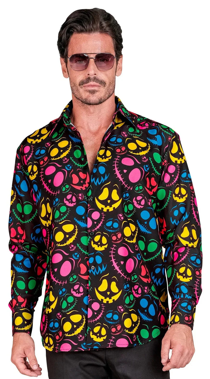 Camisa de Fantasmas de Colores Neón para Hombre Camisas de Halloween Widmann