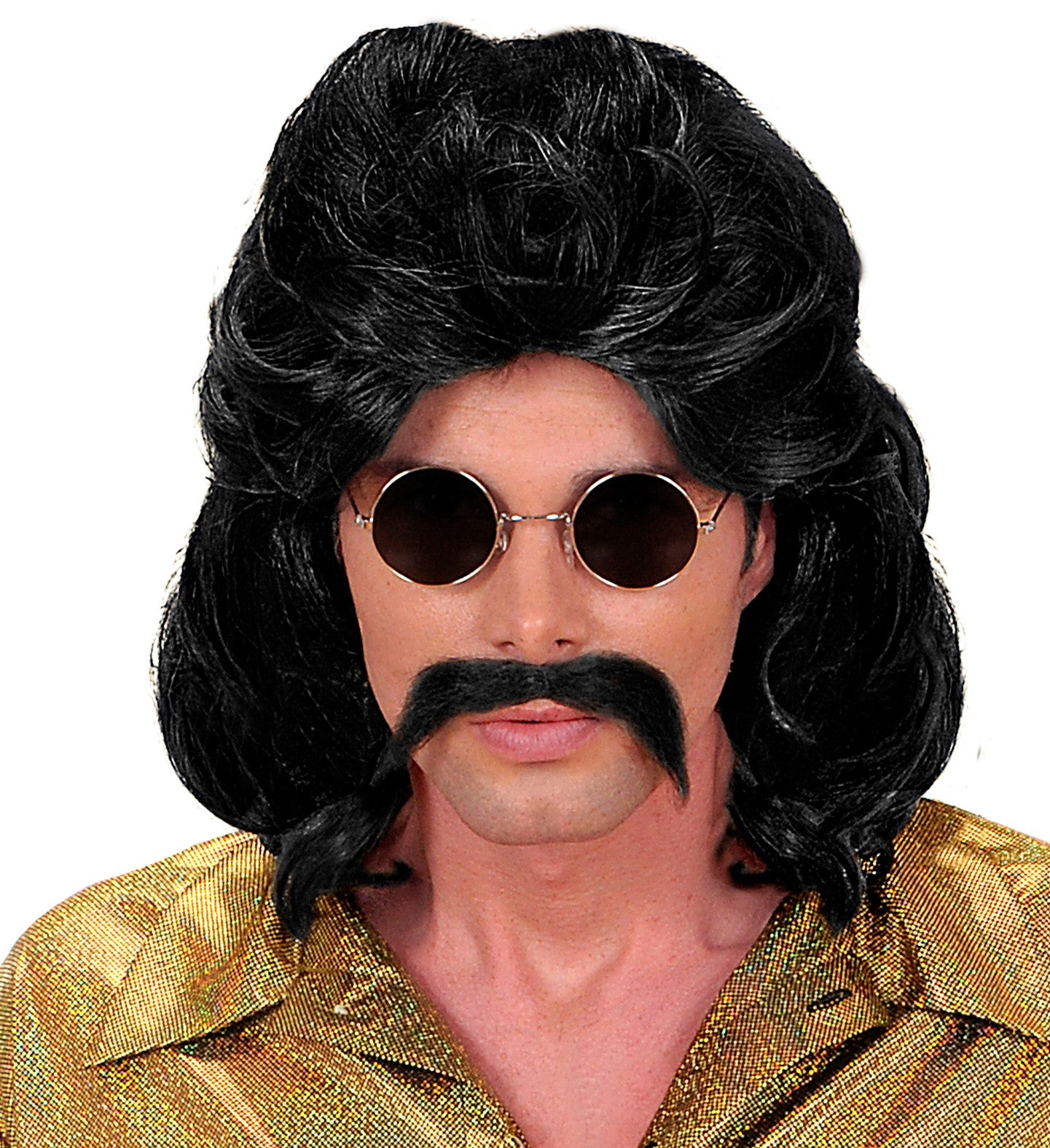 Peluca Morena con Melena y Bigote Años 70 de Hombre Pelucas Morenas Widmann