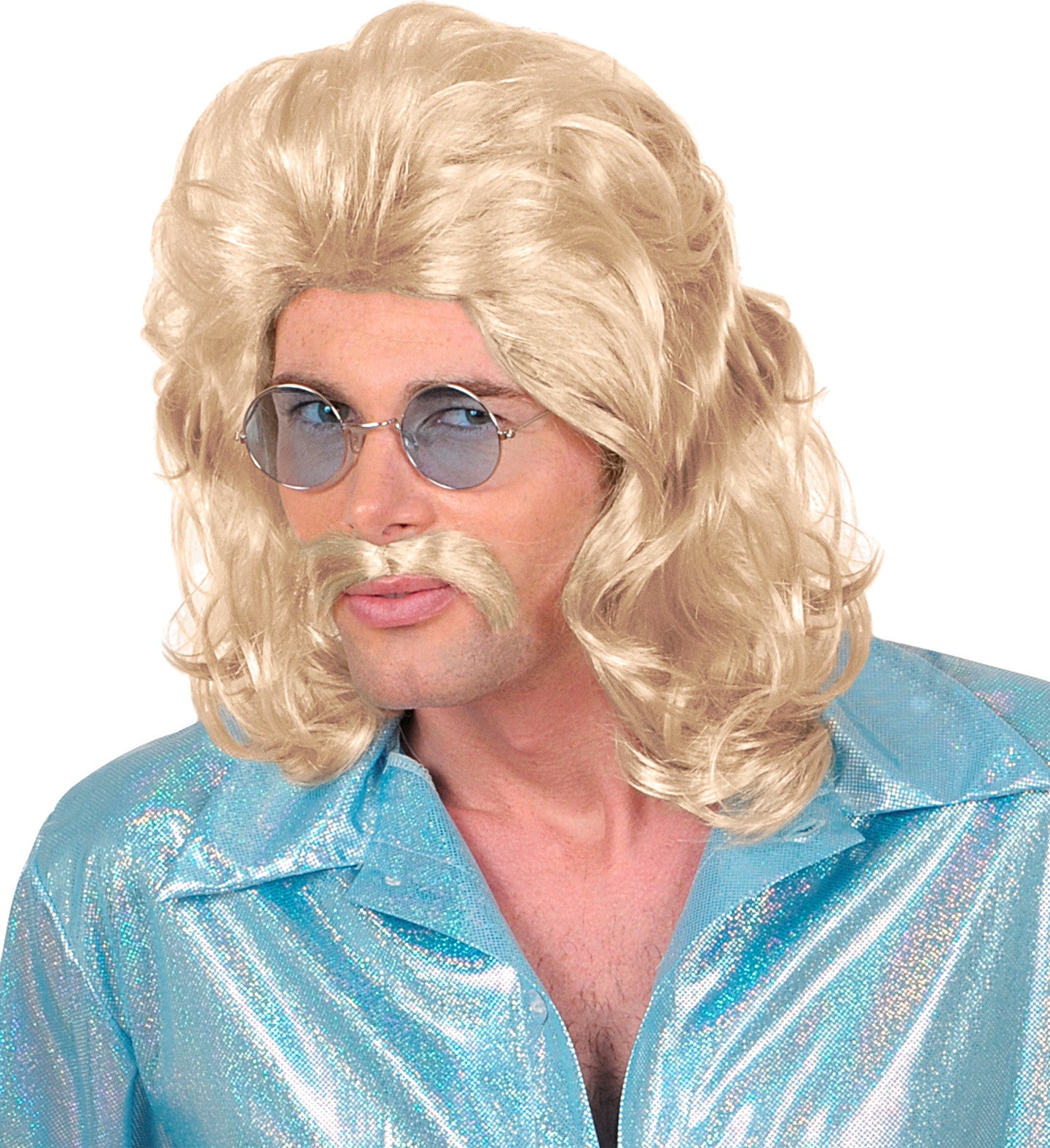 Peluca Rubia con Melena y Bigote Años 70 de Hombre Pelucas Rubias Widmann