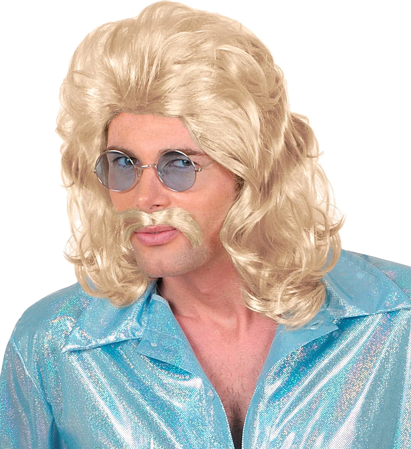 Peluca Rubia con Melena y Bigote Años 70 de Hombre Pelucas Rubias Widmann