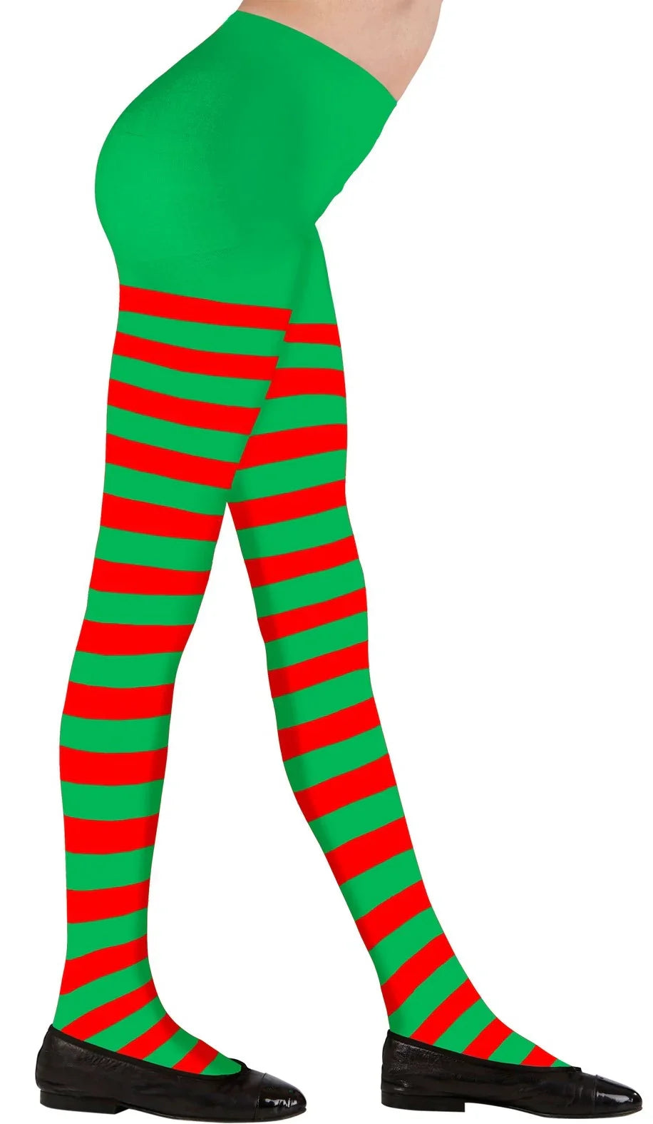 Pantys de Elfa Navideña Infantiles con Rayas Rojas y Verdes Elfos Navideños Widmann