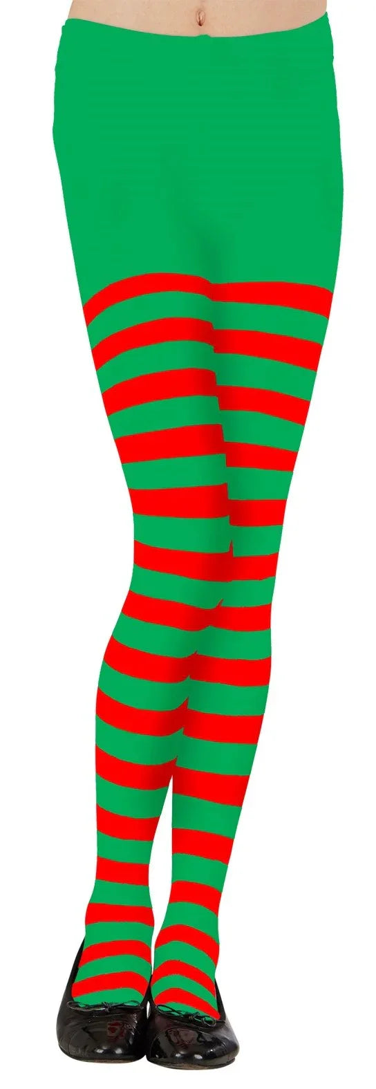 Pantys de Elfa Navideña Infantiles con Rayas Rojas y Verdes Elfos Navideños Widmann
