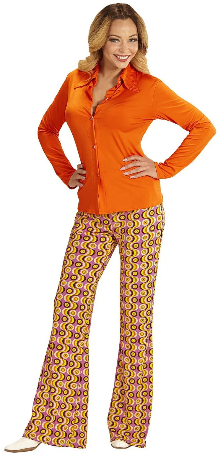 Camisa Disco Años 70 Naranja para Mujer Camisas Disco Años 70 Widmann