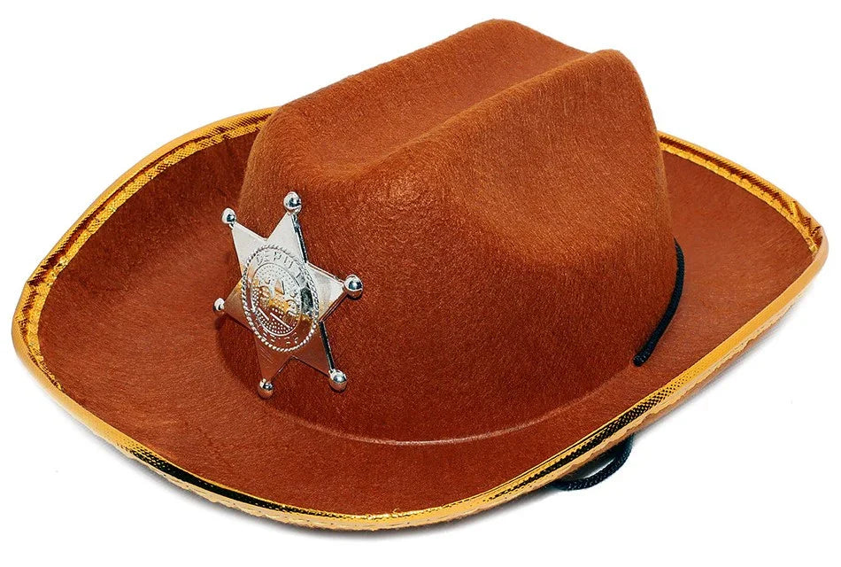 Sombrero Vaquero Infantil Marrón con Estrella Complementos Vaqueros EuroCarnavales