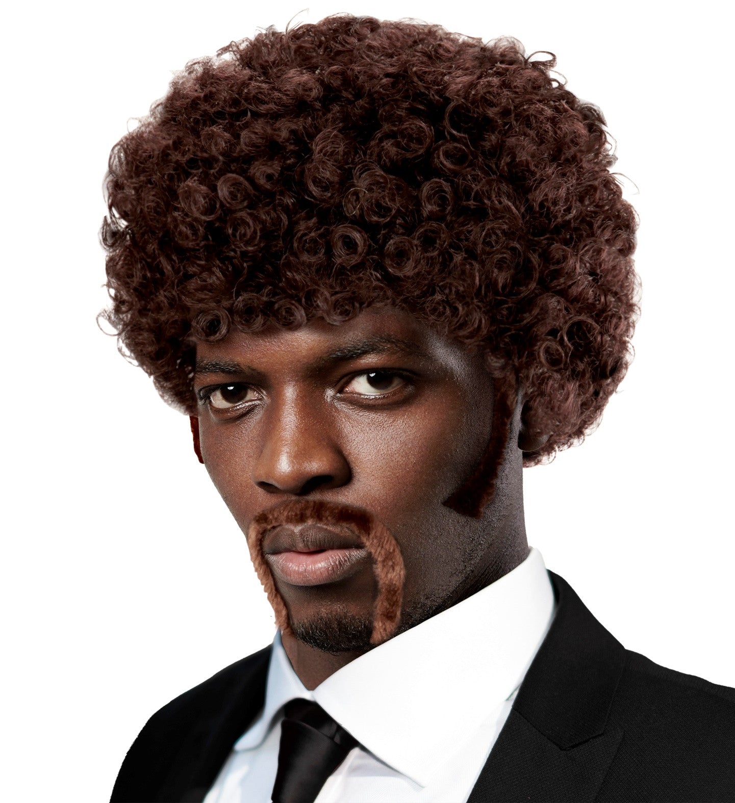 Peluca Castaña Pulp Fiction con Patillas y Bigote COMPLEMENTOS Widmann