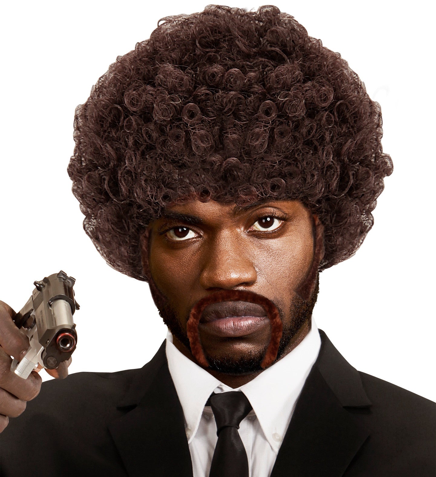Peluca Castaña Pulp Fiction con Patillas y Bigote COMPLEMENTOS Widmann