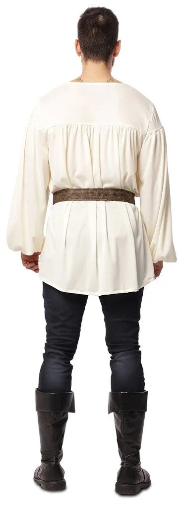 Camisa Medieval Blanca con Cinturón para Hombre Camisas Medievales EuroCarnavales