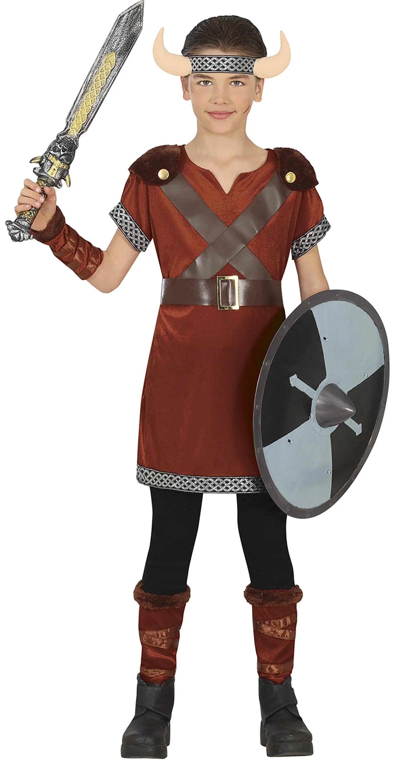 Disfraz de Guerrero Vikingo Marrón Infantil Vikingos Infantiles Guirca