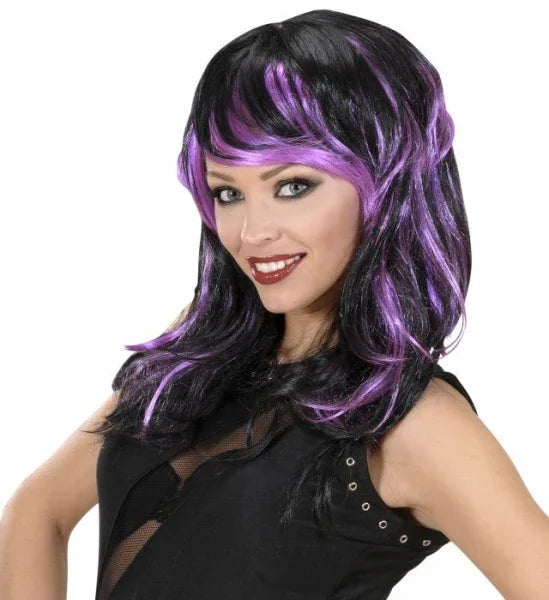 Peluca Morena con Mechas de Colores COMPLEMENTOS Widmann