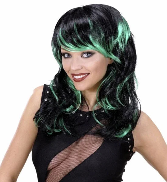 Peluca Morena con Mechas de Colores COMPLEMENTOS Widmann