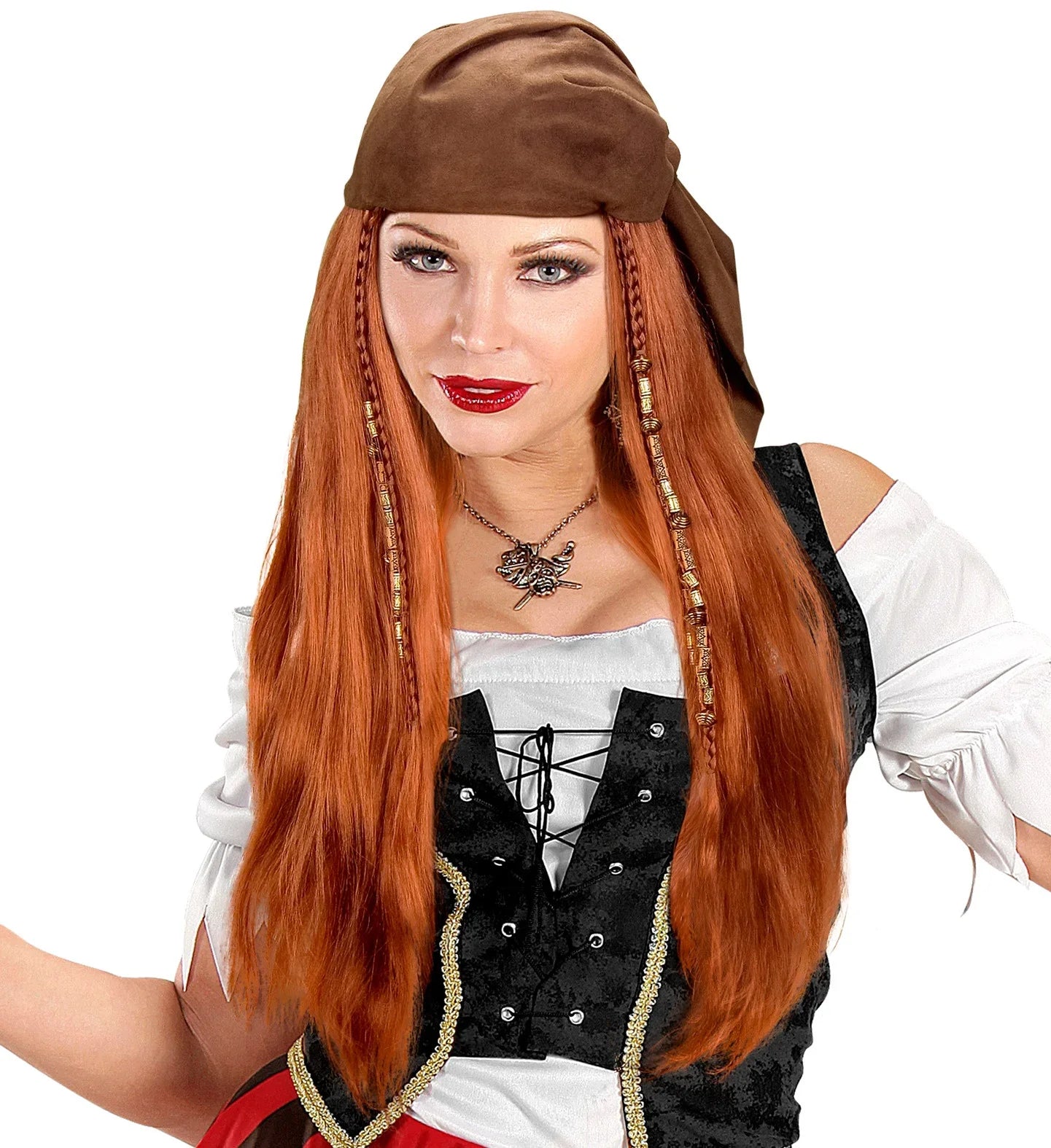 Peluca de Pirata Castaña con Pañuelo Marrón COMPLEMENTOS Widmann