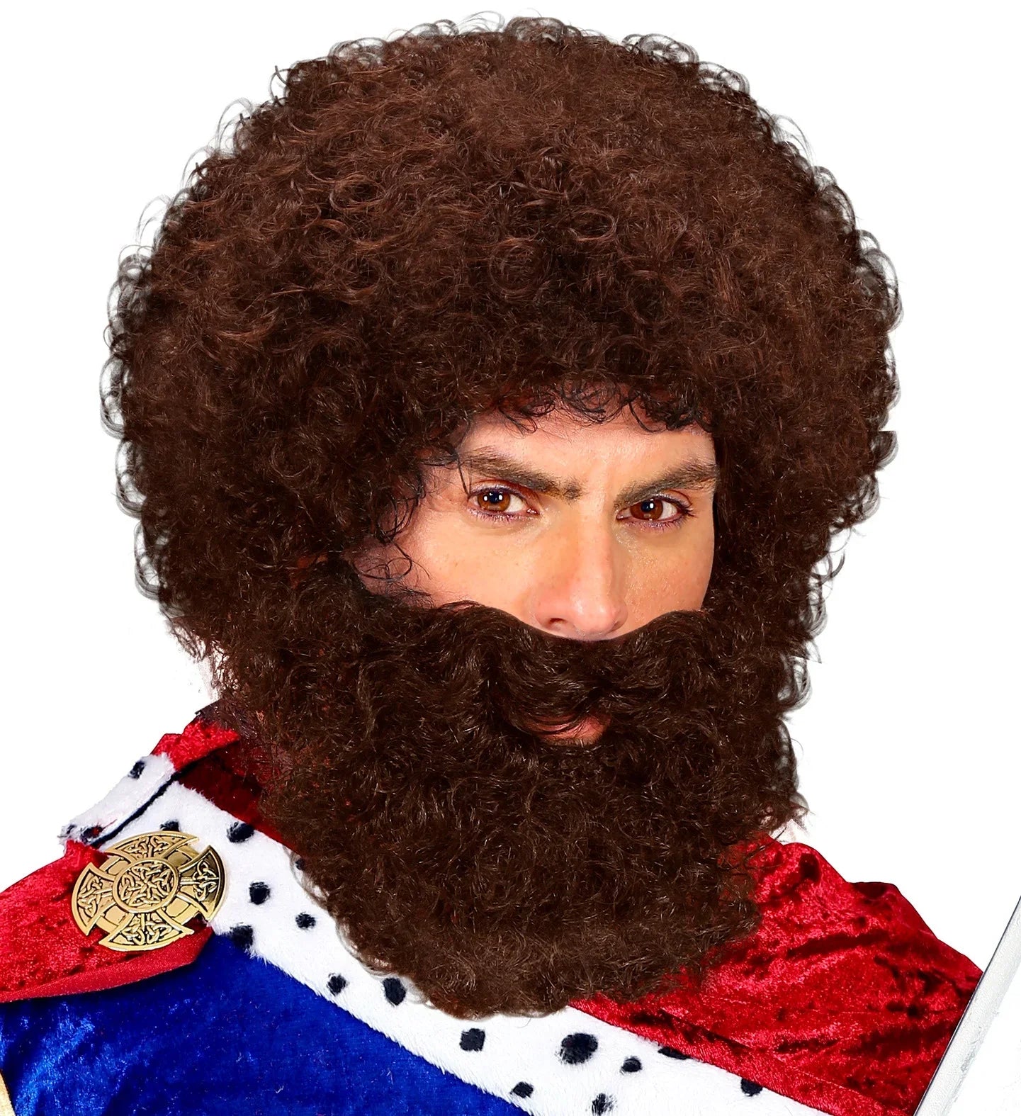 Peluca Castaña Rizosa con Barba Barbas y Bigotes Widmann