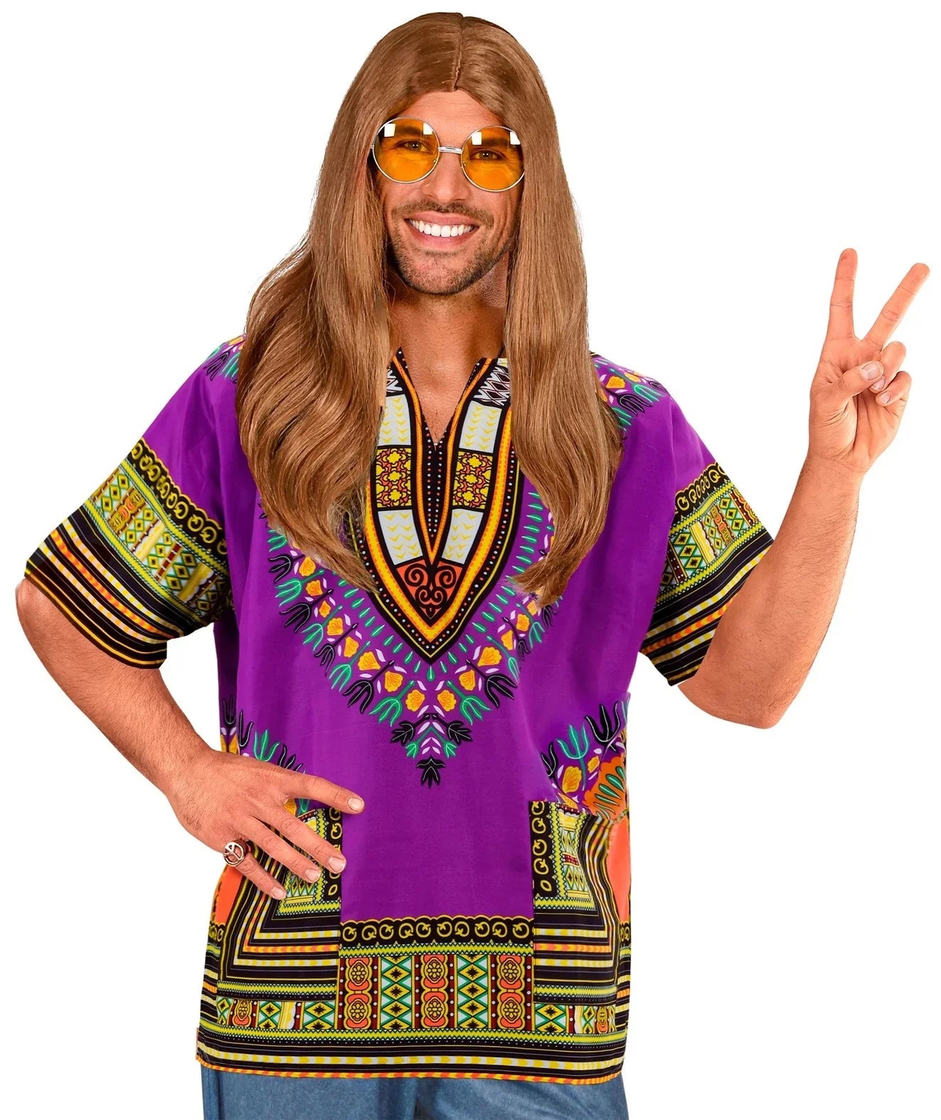 Camiseta Hippie Morada Estilo Dashiki para Hombre Comprar Online